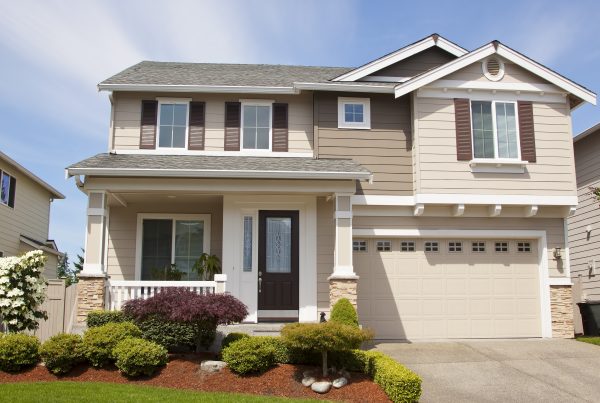 Modern two-storey suburban house with garage